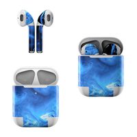 Skin Decals for Apple AirPods - Blue Quantum Waves - Sticker Wrap Fits 1st and 2nd Generation