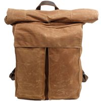 DRF Canvas Backpack Rolltop Rucksack Hiking Waterproof BG243 (Khaki)