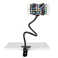 Slopehill Gooseneck Phone Holder for iPhone X XR XS 8 7 Plus Samsung Galaxy S10, Cell Phone Clip Holder for Bedroom Desktop Office Bathroom Kitchen, Rotate Freely Lazy Bracket Holder, Black