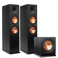 Klipsch (1 Pair) Reference Premiere 280 Floorstanding Speaker with Dual 8 inch Cerametallic Cone Woofers (Ebony) R-112SW 12'' Reference Series Powered Subwoofer Bundle