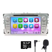 NVGOTEV Car Audio Stereo Headunit Fits for Ford Focus 2008 2009 2010 2011 DVD Player Radio 7 Inch HD Touch Screen GPS Navigation with Bluetooth Steering Wheel Control 8GB Map Card(Silver)