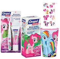 My Little Pony Inspired"Frienship is Magic" 4pc. Bright Smile Toddler Toothbrush Trainning Set! Plus Bonus My Little Pony Reward Tattoos!