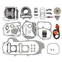 Wingsmoto 100cc Big Bore Kit for 64mm Valve GY6 49CC 50CC 139QMB Moped Scooter Engine 50mm Bore Upgrade Set with Racing CDI Ignition Coil Performance Spark Plug (64mm Valve Length)