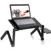 Azadx Notebook Computer Stand, Adjustable Aluminum MacBook Laptop Desk, Portable Home Use Executive Office Assembled Folding Table, Light Weight Ergonomic TV Bed Lap Tray (Black, Stand)