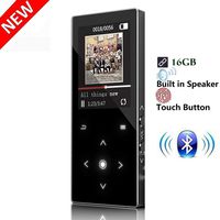 HONGYU Touch Button 16GB MP3 Player with Bluetooth,HiFi Lossless Music Player 1.8 Inch TFT Screen with Built-in Speaker, FM Radio and Voice Recorder Audio Player for Kids -Black
