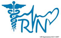 UR Impressions ABlu Registered Nurse - RN Caduceus Lifeline Heart Decal Vinyl Sticker Graphics Car Truck SUV Van Wall Window Laptop|Azure Blue|7.5 X 4.1 Inch|URI338-AB