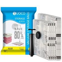 SUOCO Vacuum Storage Bags 8 Pack (4 x Large, 4 x Jumbo) Space Saver Compression Bags with Hand Pump