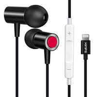 KINPS Apple MFI Certified Earphones Earbuds with Lightning Connector, EarPods with Microphone and Remote Control Compatible with iPhone 11 Pro/11/X/XS/Xs Max/XR/8/7 and so on (Black)