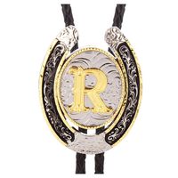Bolo Tie for Men- Golden Initial Letter ABCDMJR to Z Western Cowboy Bolo Tie for Women
