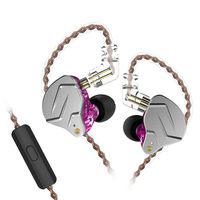 KZ ZSN Pro Dynamic Hybrid Dual Driver in Ear Earphones Detachable Tangle-Free Cable Musicians in-Ear Earbuds Headphones (Purple with Microphone)