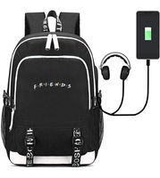Fashion Friend Backpack TV Show Merchandise USB Charging Daypack Outdoor Travel Shoulders Bag Laptop Sport Backpacks Bookbag (Friend Black)