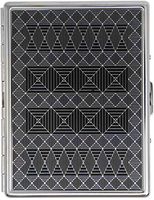 Silver Geometric Pattern Compact (9 Kings) Metal-Plated Cigarette Case & Stash Box