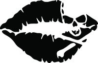 ELKS Unique Design Skull and Cross Bones KISS Lips CAR Decal Sticker, Purple, 8 Inch, Die Cut Vinyl Decal, for Windows, Cars, Trucks, Toolbox, Laptops, MacBook-virtually Any Hard Smooth Surface