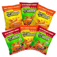 FITCRUNCH Protein Puffs | Designed by Robert Irvine | Keto-Friendly High Protein Puff Snacks | 2g of Sugar, NON-GMO, Gluten Free & 20g of Protein (6 Bags) (Variety Pack)