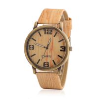 Nessere Unisex Fashion Wood Grain Artificial Leather Band Round Dial Quartz Watch Smart Watches