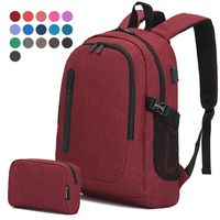 Laptop Backpack College School Computer Travel Backpack for Women Men Boys Girlsl with USB Charging, 17+colors for choice Anti Theft Business Travel School Fit 15.6 Inch, Bonus Bag,Red