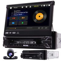 Single 1 Din Car DVD Player in Dash GPS Navigation Car Stereo AM FM Radio Receiver Support Detachable Bluetooth USB/SD Audio/Video Output SWC with Free Wireles Remote and Backup Camera Map Card