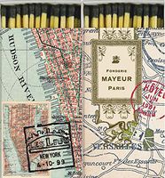 Match Boxes New York City and Paris Maps with Long Kitchen Matches Great for Lighting Candles, Grills, Fireplaces and More | Set of 2 Large Match Boxes