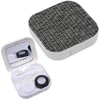 Portable Contact Lens Case Box Travel Kit Mirror + Bottle + Tweezers Container Holder [ Charcoal Stroke ]