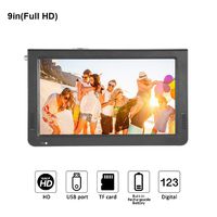 9 inch Portable Digital Television, Small 16:9 ATSC 1080P HD Video Player TFT LED TV Built-in Rechargeable Battery Support USB and TF Card for Car, Caravan, Camping, Outdoor or Kitchen