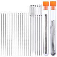 Large Eye Sewing Needles 2.04 inches (7 Pcs) and Small Needles-Beading Needles 1.6 inches (15 Pcs) in Storage Tubes