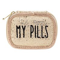 Miamica Case My Pills Packing Organizer, Gold Glitter
