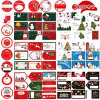 AIEX 330 Pieces 8 Sheets Christmas Gift Tag Stickers Self Adhesive Labels with Santa Claus Snowmen Xmas Tree Deer Stickers for Presents Labels Festival Decor