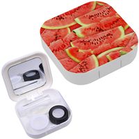 Portable Contact Lens Case Box Travel Kit Mirror + Bottle + Tweezers Container Holder [ Slices Fresh Ripe ]
