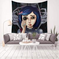 Cor-ali-ne Horror Tapestry Wall Decor Wall Hanging Blanket for Living Room Bedroom Dorm Decoration 59.1X59.1Inches