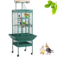 Yaheetech 61-inch Wrought Iron Rolling Play Top Large Parrot Bird Cage for Small Parrot Cockatiel Sun Parakeet Green Cheek Conure Lovebird Budgie Finch Canary Bird Cage with Stand