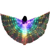 Becobe Colorful Women LED Butterflies Wings Glow Variable Belly Dance, with Telescopic Stick Stage Performance (1 pc Wing+ 1 Pair Telescopic Sticks)