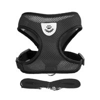 Soft Mesh Dog Harness Vest, Medium Dog Harness, Night Reflective Adjustable Mesh Harness with Padded Vest and Leash（Black）
