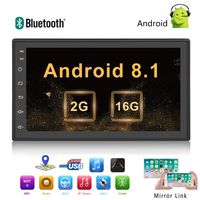 Double Din Car Stereo Android 8.1 Car Radio Bluetooth Indash 7'' HD 1080P 2.5D Tempered Glass Touch Screen Car Audio 2G+16G Support WiFi GPS Navigation/FM/USB/AUX/Rear Camera Android/iOS Mirror Link