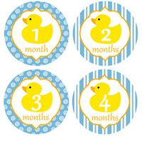 Ducky Duck Monthly Baby Stickers, Girls Bodysuit Stickers Infant Month Stickers, Great Shower Gift Excellent Baby Photo Props, 12 Pieces