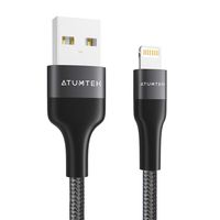 ATUMTEK iPhone Charger Cable [Apple MFi Certified] 1M/3.3ft Lightning to USB Cable Nylon Braided Charging Cable for New AirPods, iPhone 11/11 Pro/XS Max/XS/XR/X/8/7/6s/6 Plus, iPad and iPod - Grey