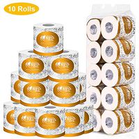 Toilet Paper - 10 Rolls Primary Wood Pulp Roll Paper 3-Ply Silky & Smooth Soft Toilet Tissue Water Absorbent For Bathroom Kitchen