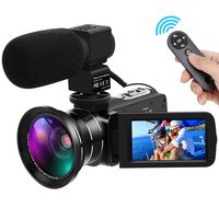 Video Camera HD 1080P 30FPS 24MP Camcorder YouTube Digital Video Camera 16X Digital Zoom IR Night Vision Digital Camcorder with External Microphone and Wide Angle Lens