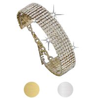 Hemlock Wide Chain Bracelets, Women Crystal Rhinestone Bracelet Bangle Wedding Bridal Wristband (Gold)
