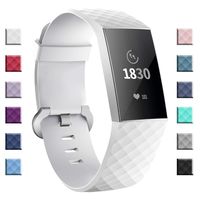 adepoy Compatible with Fitbit Charge 3 Bands for Women Men Large Small, Adjustable Replacement Wristbands for Fitbit Charge 3 and Fitbit Charge 3 SE, White,Small