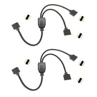 TronicsPros 4 Pin LED Splitter Cable Flex LED Strip Connector 2 Way Y Splitter for One to Two SMD 5050 3528 2835 RGB LED Tape LED Ribbon LED Strip Light -30cm/12in Long (1 to 2 Splitter, Black, 2pcs)
