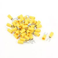 uxcell Pre Insulated Fork Terminals with 44 Piece, SV5.5-4S AWG 12-10 Wire Connector, Yellow