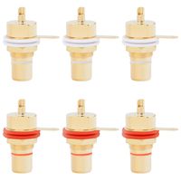 Gold Plated Solder Type RCA Jack Panel Mount Chassis Socket (3-Pair)