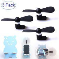 FINENIC Mini Phone Fan Compatible with Apple Device - Compatible with iPhone Xs MAX XR X 8 8 Plus 7 7 Plus 6s 6s Plus 6 6 Plus iPad【3 PCS】Black +Holder