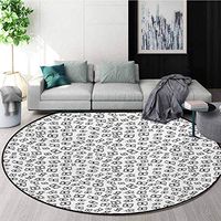 Money Art Deco Pattern Non-Slip Backing Washable Round Area Rug,Sketch Style Monochrome Raining Dollar Bills Cash Money Flying Bank Notes Design Foam Mat Bedroom Decor,Round-39 Inch