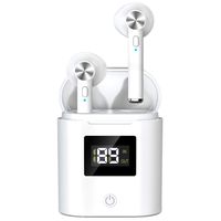 AQwzh Bluetooth 5.0 Wireless Earbuds with Charging Case Led Battery Display TWS Stereo Headphones, Built in Microphone, Deep Bass 3D Stereo Sound, Noise Canceling, Sports, Work Out (White)