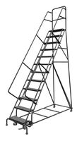 Tri-Arc KDSR112246 12-Step Steel Rolling Industrial and Warehouse Ladder with Handrails and 24" Wide Perforated Tread