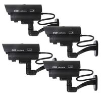Henxlco 4 Pack Dummy Fake Security Camera Outdoor Indoor Home CCTV Surveillance with Fake LED Flashing Light