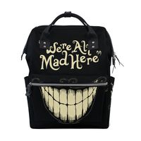 Diaper Bags Backpack Purse Mummy Backpack Fashion Mummy Maternity Nappy Bag Cool Cute Travel Backpack Laptop Backpack with Words We're All Mad Here Daypack for Women Girls Kids
