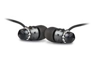 ICE Collection Midnight Earphones for Women - Electroplated Black Housing Encircled Cut Crystals, Rich Bass, Full-Range Sound, Smaller Fit for Women's Ears