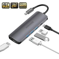 USB C Hub, Type C Docking Station, 5-in-1 Portable Aluminum-Alloy Adapter with 3 USB 3.0 Port, Power Delivery PD Charging Port, 4K HDMI Compatible for Mac Pro and Other Type C Devices